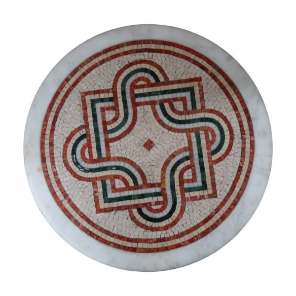 Overlapping geometric glazed polished marble mosaic circular table - Image 2